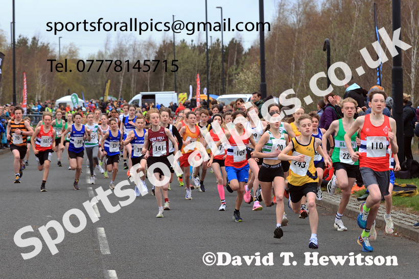 Boys and Girls Under-14s, 2026 Elswick Harriers Good Friday Road Relays and Young Athletes, Newburn,  Newcastle upon Tyne. Photo: David T. Hewitson/Sports for All Pics